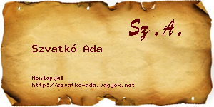 Szvatkó Ada névjegykártya